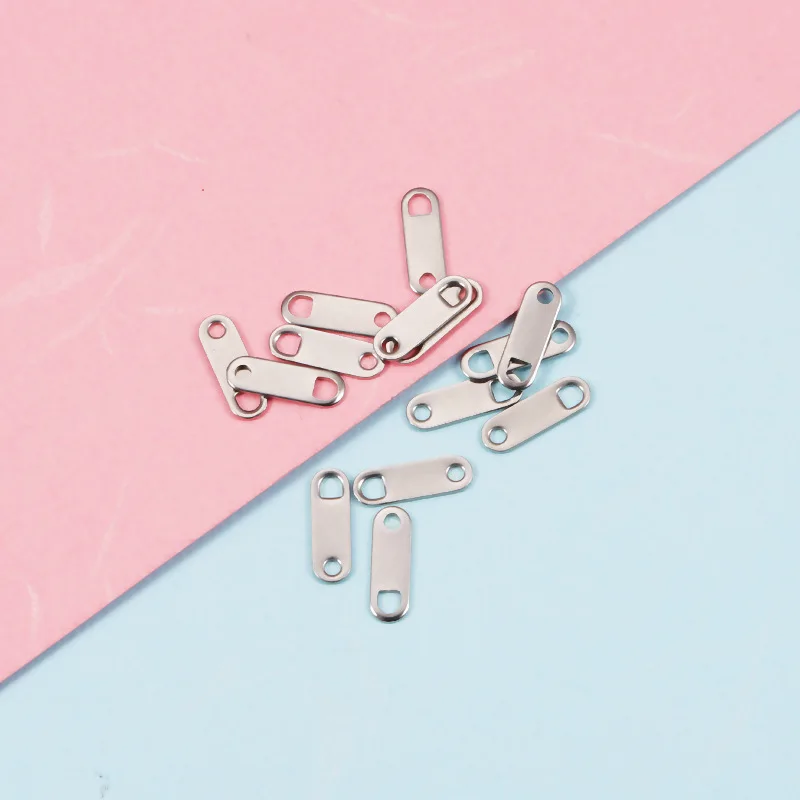30Pcs/Lot Stainless Steel 4.8*11mm Terminators Extender Chain Zipper Ends Beads For DIY Bracelet Necklace Jewelry Making