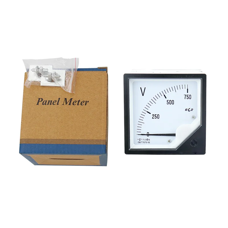 DC Analog Pointer Meter 5V 10V 15V 30V 75V 100V 150V 300V 500V 750V 1000V Square 6C2-V 80*80mm Voltmeter