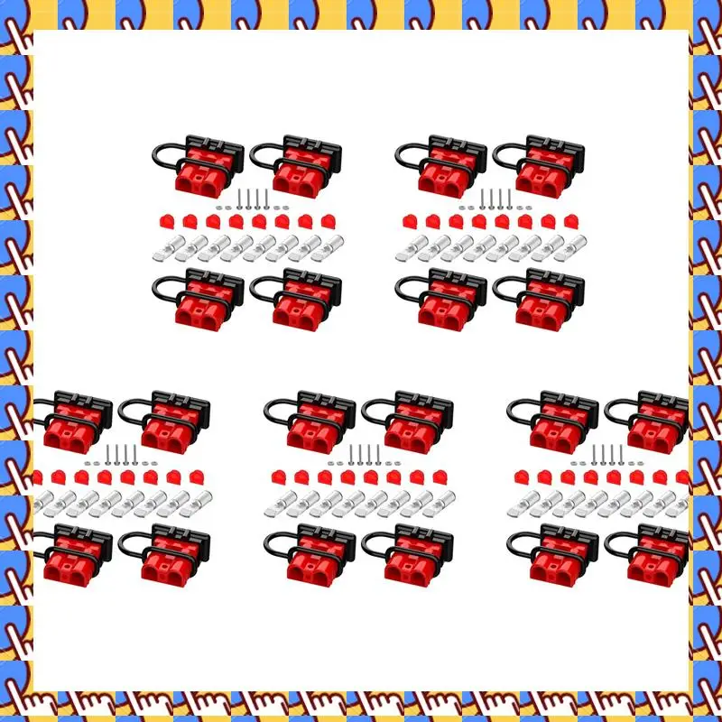 

A79I 5X Anderson Connector, 50AMP 6-12 Gauge Battery Quick Connect With Dust Plug 12V-36V Anderson Plug Disconnect