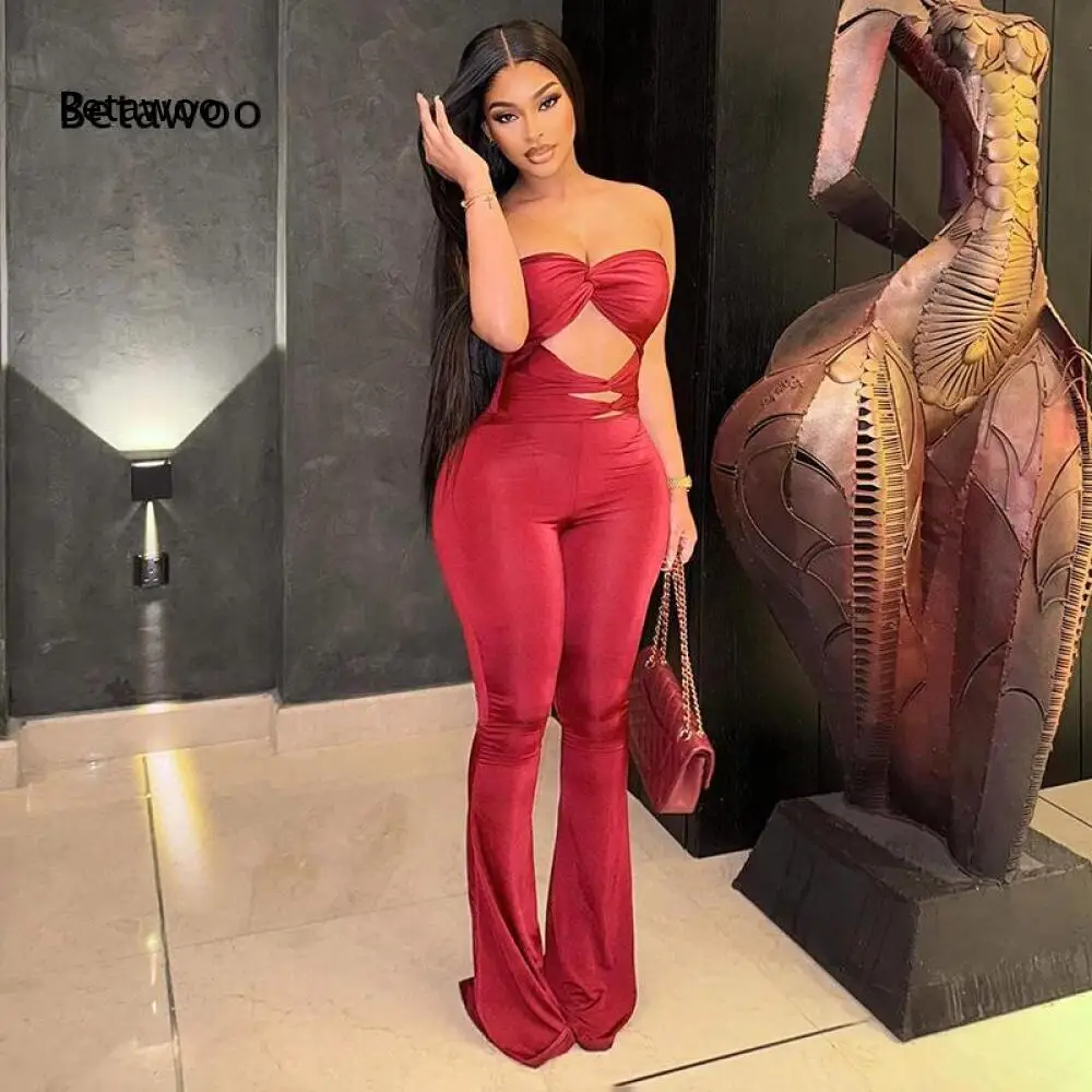 Sleeveless Cutout Waist Flare Jumpsuit