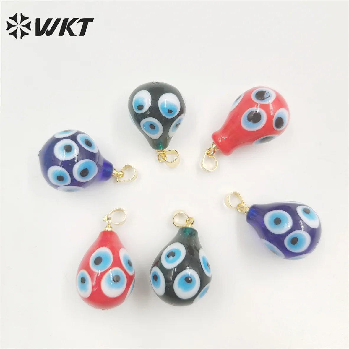 WT-P1887 Wholesale Fashion Evil Eye Drop Pendant Gold Jewelry Accessory Teardrop Ceramic Turkey For Earrings Making