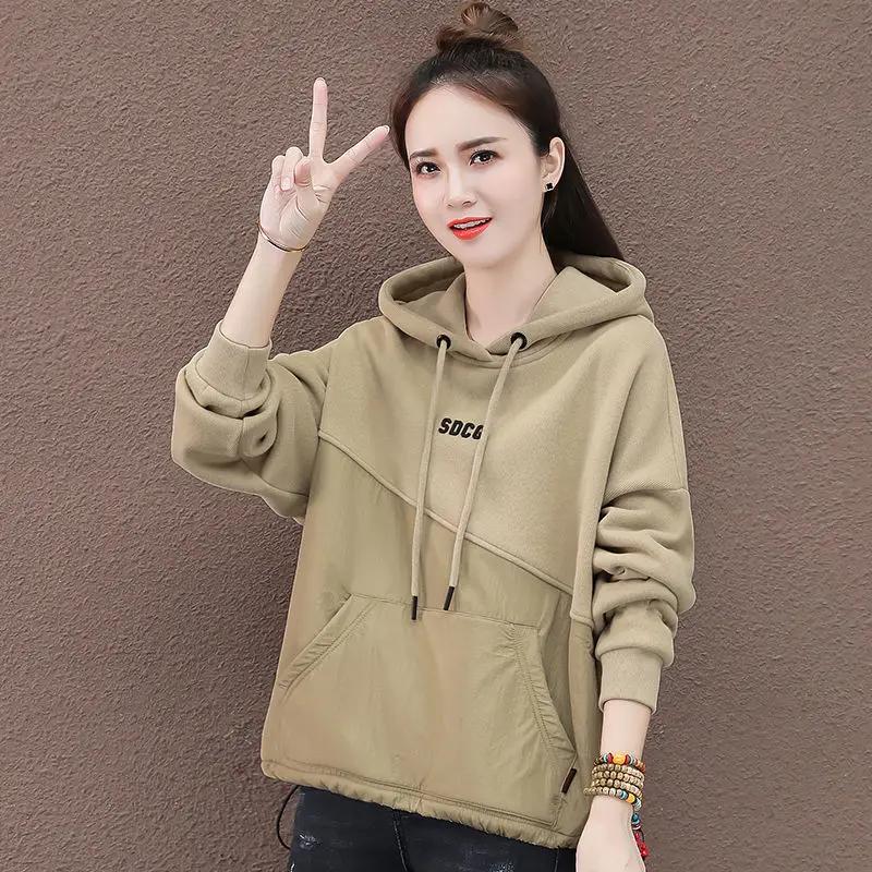 Tops Baggy Female Clothes Hoodies Hooded Sweatshirts for Women Text Black Letter Printing Loose Harajuku Fashion M 90s Vintage E