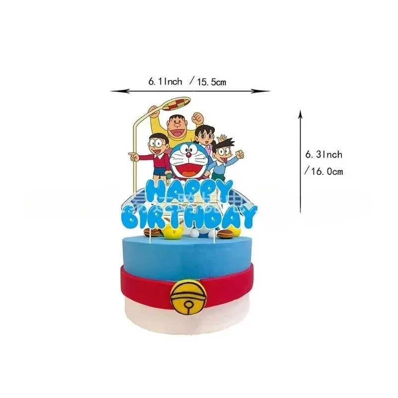 Anime Doraemon creativo dibujos animados temáticos pancarta pastel tarjeta insertado globo conjunto decoración para fiesta de cumpleaños suministros regalos