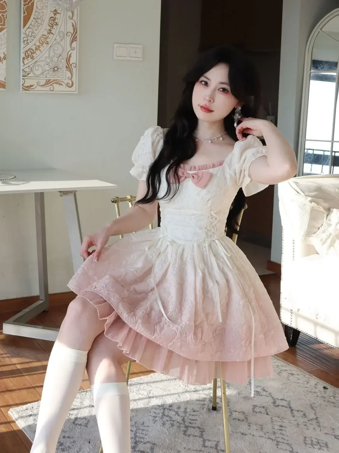 

Sexy Kawaii Lolita Clothes Fairy Princess Elegant Women Dress Vintage Korean Y2K Girls Sweet Summer Dress Carnival Party Outfit