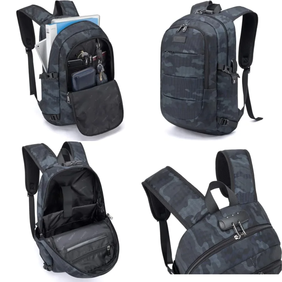 

Travel Laptop Backpack Water Resistant Anti-Theft Bag with Giant Tumbler Holder Pocket and Lock 17.3 Inch Computer Business Bac