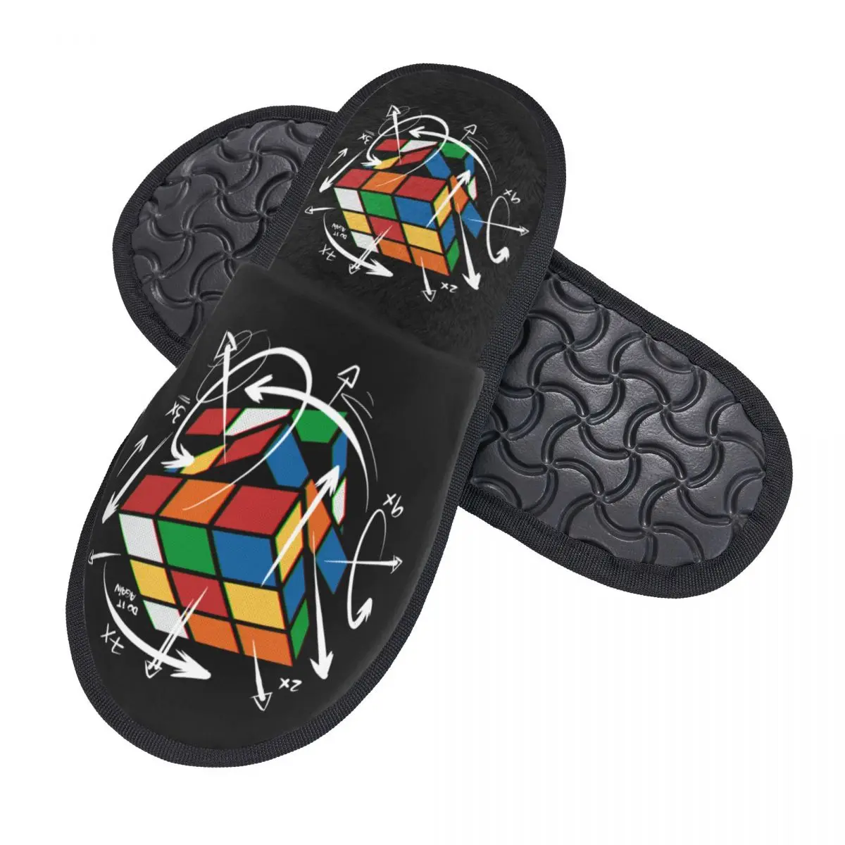 Rubix Rubiks Cube Math Formula House Slippers Women Soft Memory Foam Shoes Geek Magic Gift Cozy Warm Anti-skid Sole Slipper