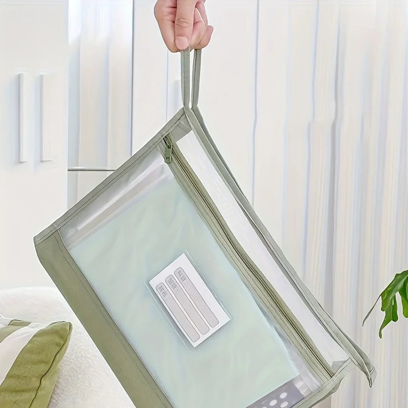 Large A4 Transparent Mesh File Bag with Double Zipper Water-Resistant Easy-Clean Document Organizer for School Office