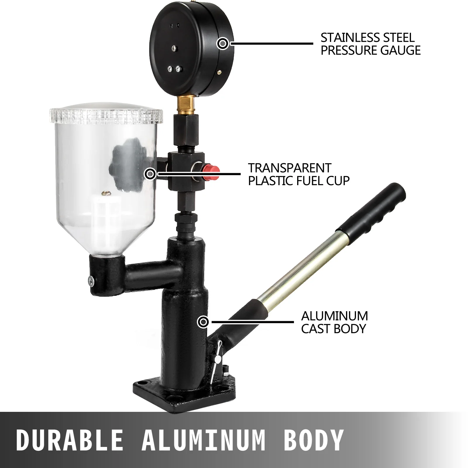 VEVOR Diesel Fuel Injector Nozzles Tester with Dual Scale Gauge 6000PSI Engine Fuel Tester Repair Tool for Automobiles Tractors