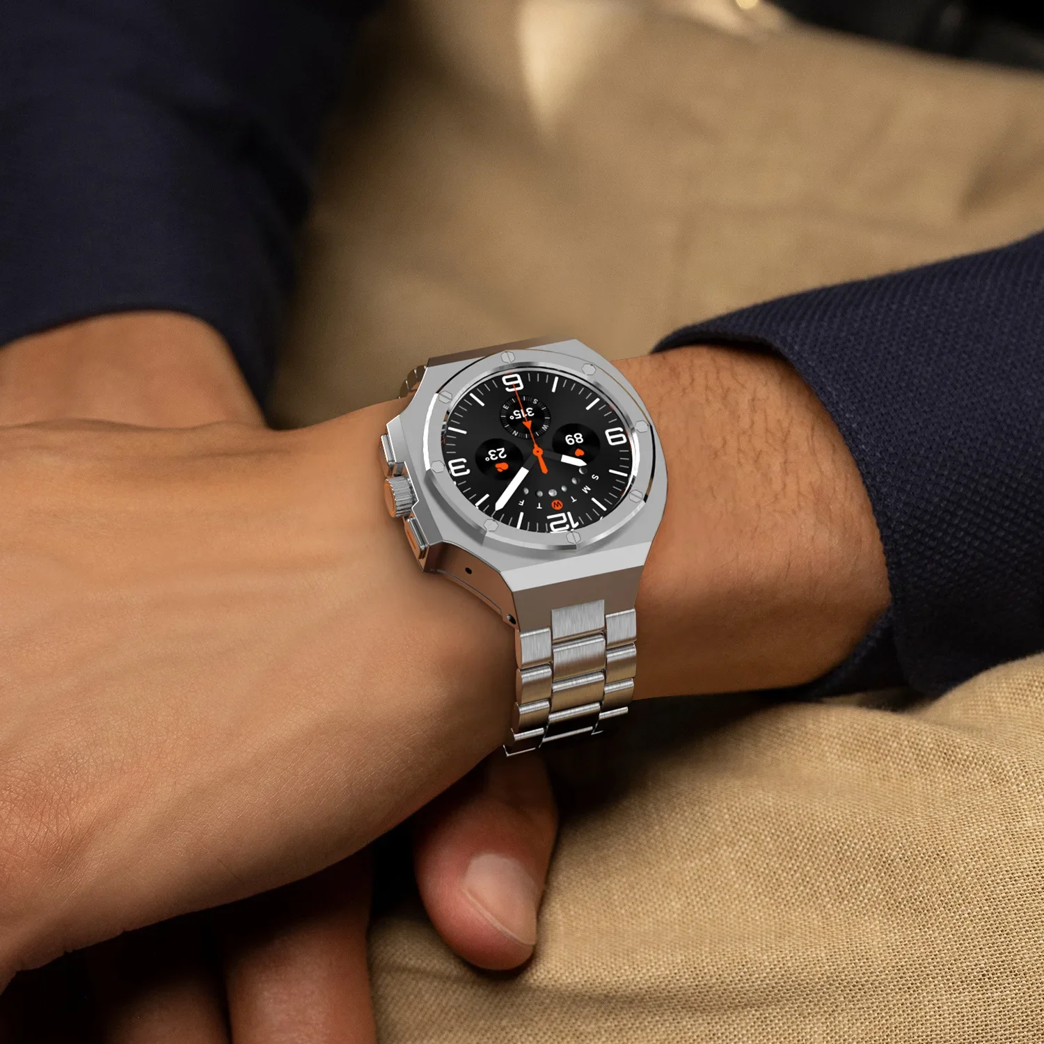 مجموعة تعديل لساعة سامسونج جالاكسي ، علبة معدنية من الفولاذ المقاوم للصدأ ، شريط إطار حزام ، تعديل لساعة ألترا 7 ألترا ، 47