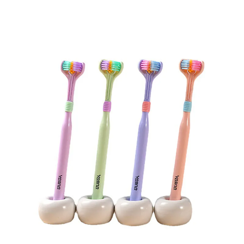 Brosse à dents à poils souples à trois côtés pour adultes, poils ultra fins, soins bucco-dentaires, nettoyant pour la santé buccale, sécurité des dents