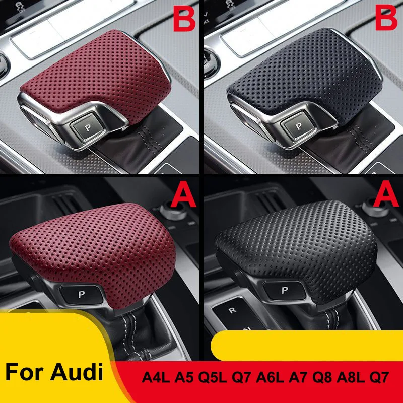 

Perforated Leather LDH Gear Shift Knob Cover Trim for Audi A4 S4 A5 S5 RS4 RS5 A6 A7 A8 Q5 Q7 2017-2025 Car Interior Accessories
