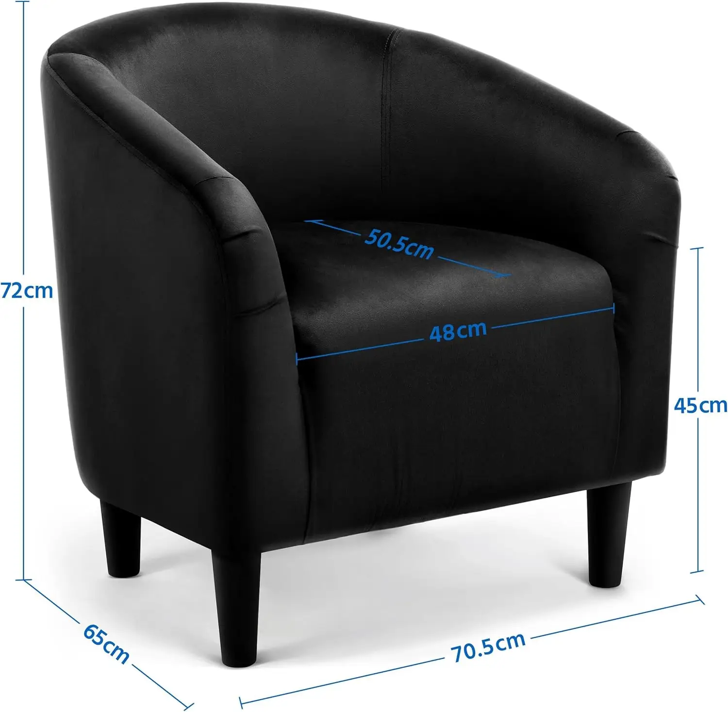 Samt Akzent Stuhl, bequemer und moderner Samt Club Stuhl mit Armlehne und stabilen Beinen für Wohnzimmer/Schlafzimmer Studie, m