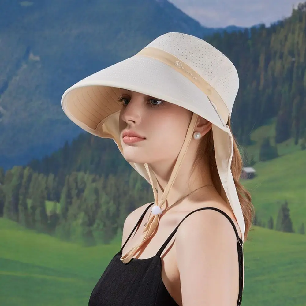 

UV Anti Sunshade Shawl Cap Sun Visors Neck Protection Women Sun Hat Wide Brim Shawl Face-covering Neck Protection Hat