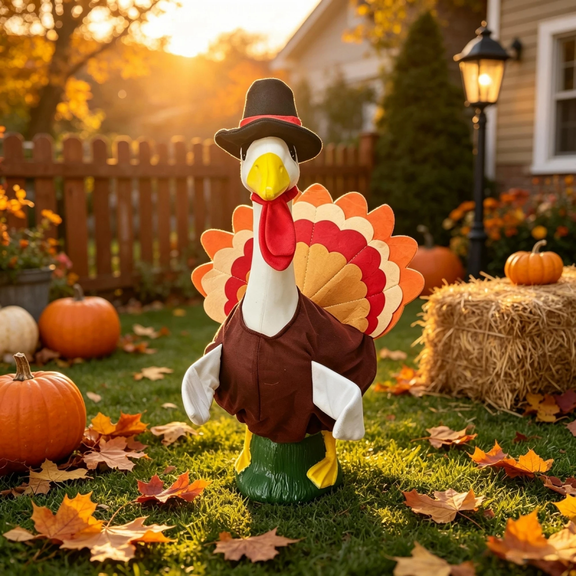 23 in Porch Goose Thanksgiving Outfit Cute Turkey Costume Hat 2PCS Set