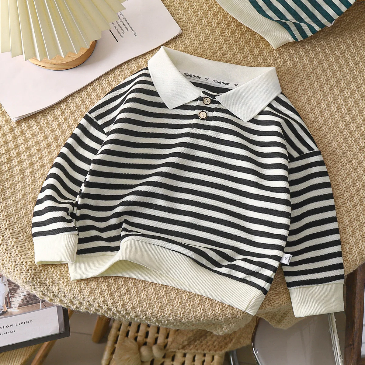 2026 New Autumn Korean Style Kids Boys Striped Shirts Long Sleeve Casual Toddlers Kids Pullovers Tops Children Clothes - view 3