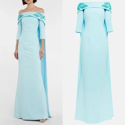 CustomizedEvening Jersey Draped Pleat Applique Graduation A-line Off-the-shoulder Bespoke Occasion Gown Long Dresses