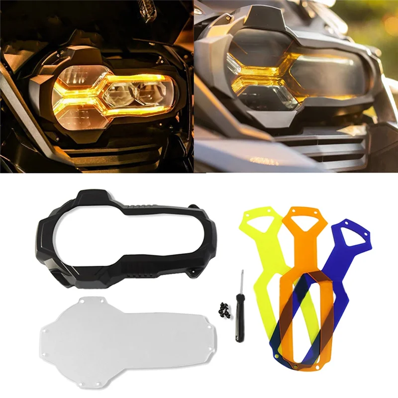 A13F-Headlight Protector With 3 Fluorescent Covers For BMW R1200GS LC GSA R1250GS R 1250GS ADV Adventure