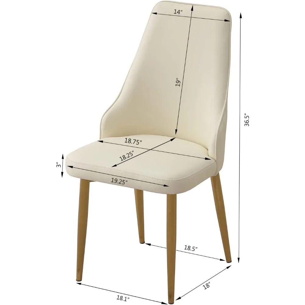 Modern Dinner Chairs PU Leather Accent Chairs with Metal Legs for Kitchen, Dining, Bedroom, Living Room，Customized