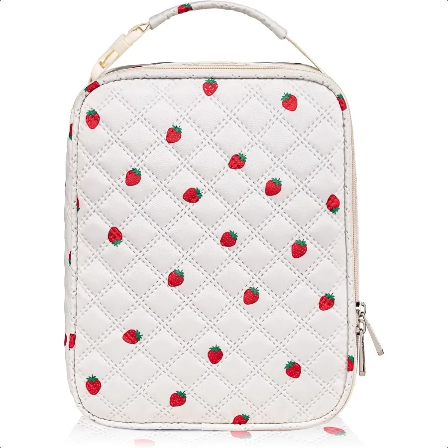 

Cute StrawberryPrint Lunch Box for School Compact Reusable Tote LunchBox for Girls for School Office Picnic Lightweight Small L