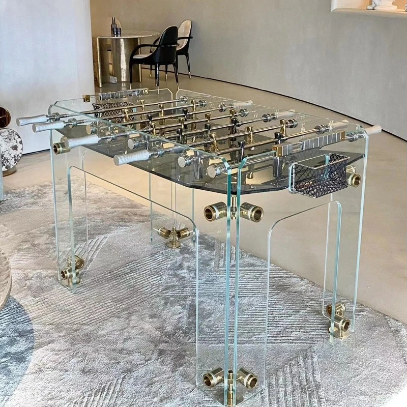Transparent tempered crystal glass solid wood table football machine acrylic standard adult table football table