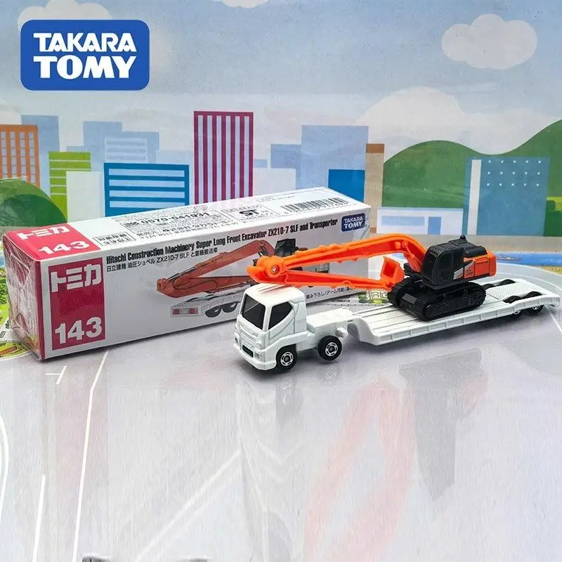 

Takara Tomy TomicaNO.143 NO.143 Экскаватор и транспортер Игрушечный автомобиль из сплава Литая под давлением металлическая модель Детский подарок на день рождения Игрушки