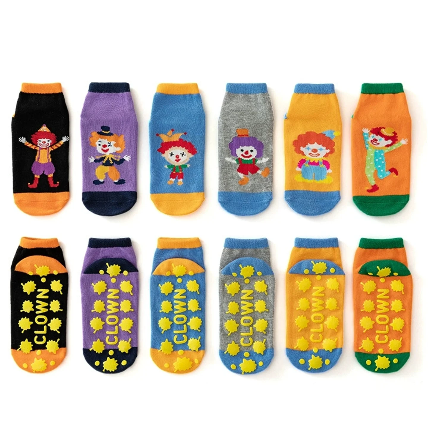 Chaussettes Trampoline de dessin animé pour enfants et adultes, 6 paires/lot, éducation de la petite enfance, aire de jeux Parent-enfant, chaussettes de sol antidérapantes