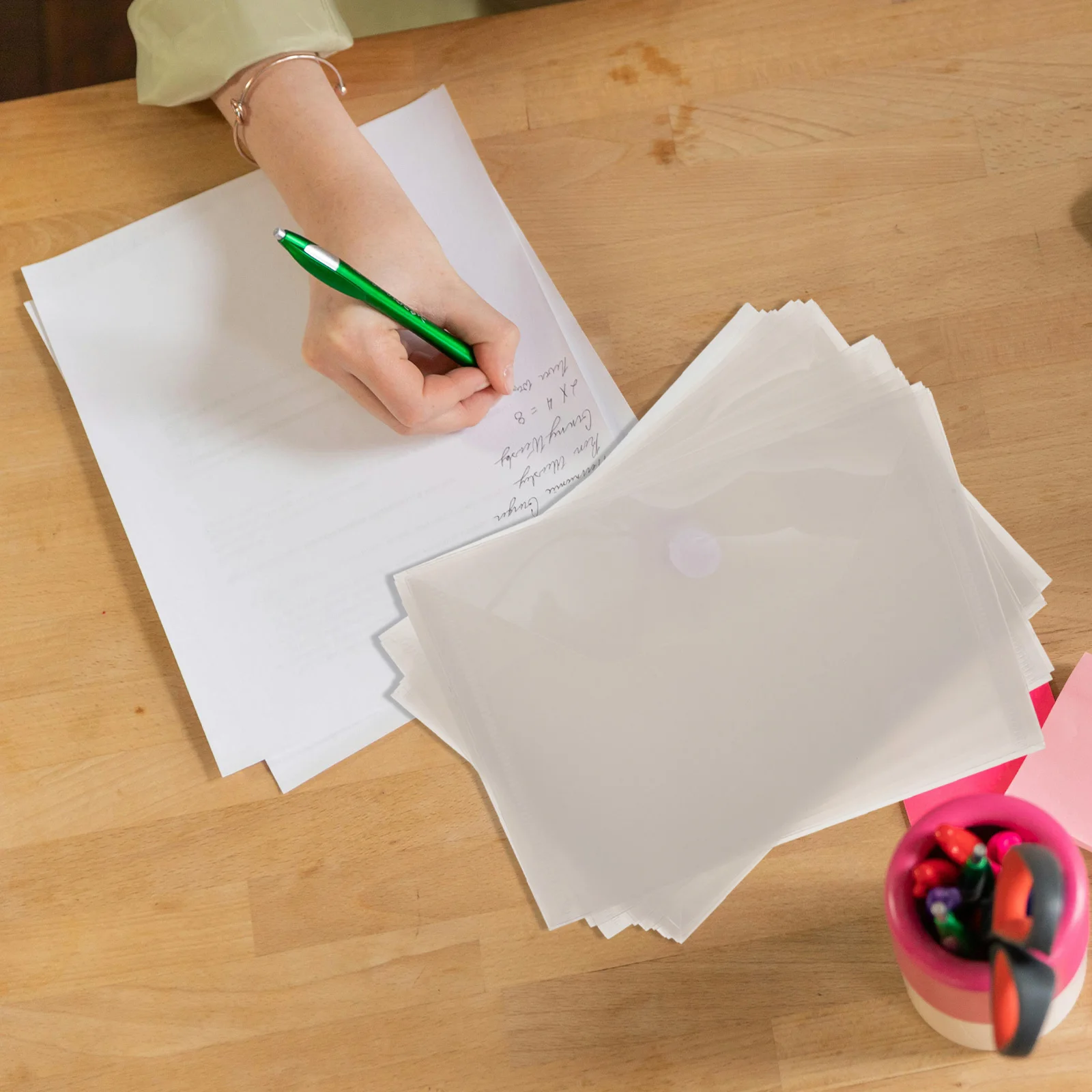 

20Pcs Transparent Document Bags File Folders Practical Organizers for Office School Receipt Bills and Document Storage