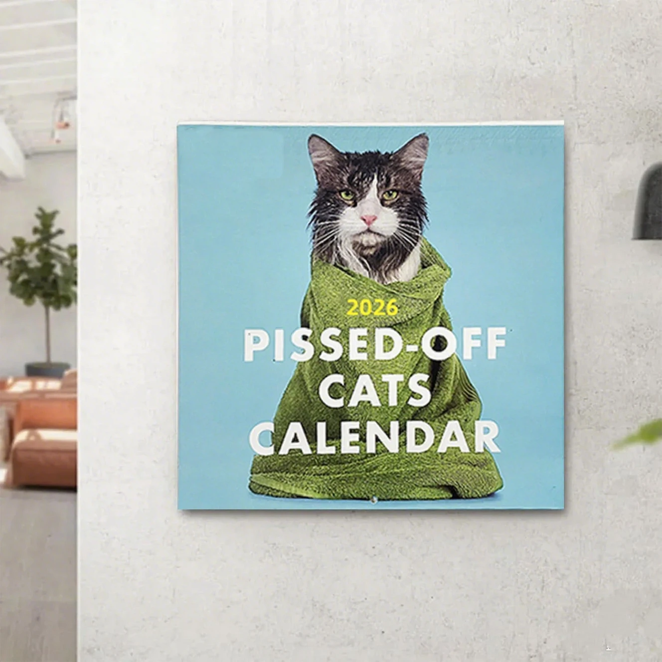 Tahun Baru 2026 Kalender Dinding Kucing Kesal Ruang Tamu Kamar Tidur Dekorasi Gantung Kotak Warna Kucing Halaman Dalam Perencana Bulanan