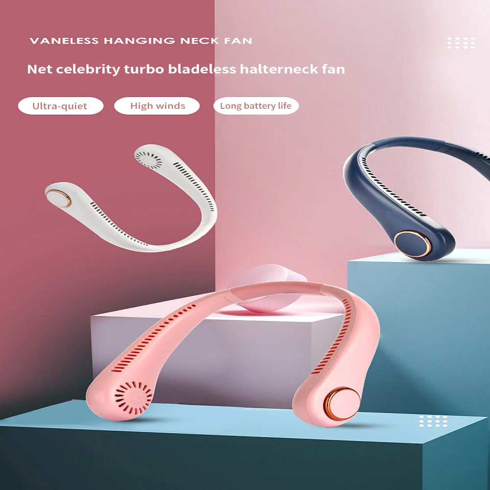Ventilatore silenzioso portatile Ventilatore senza palette ricaricabile USB esterno MINI Cintura elettrica silenziosa per il collo Indossabile Raffreddamento rapido per dissipare il calore