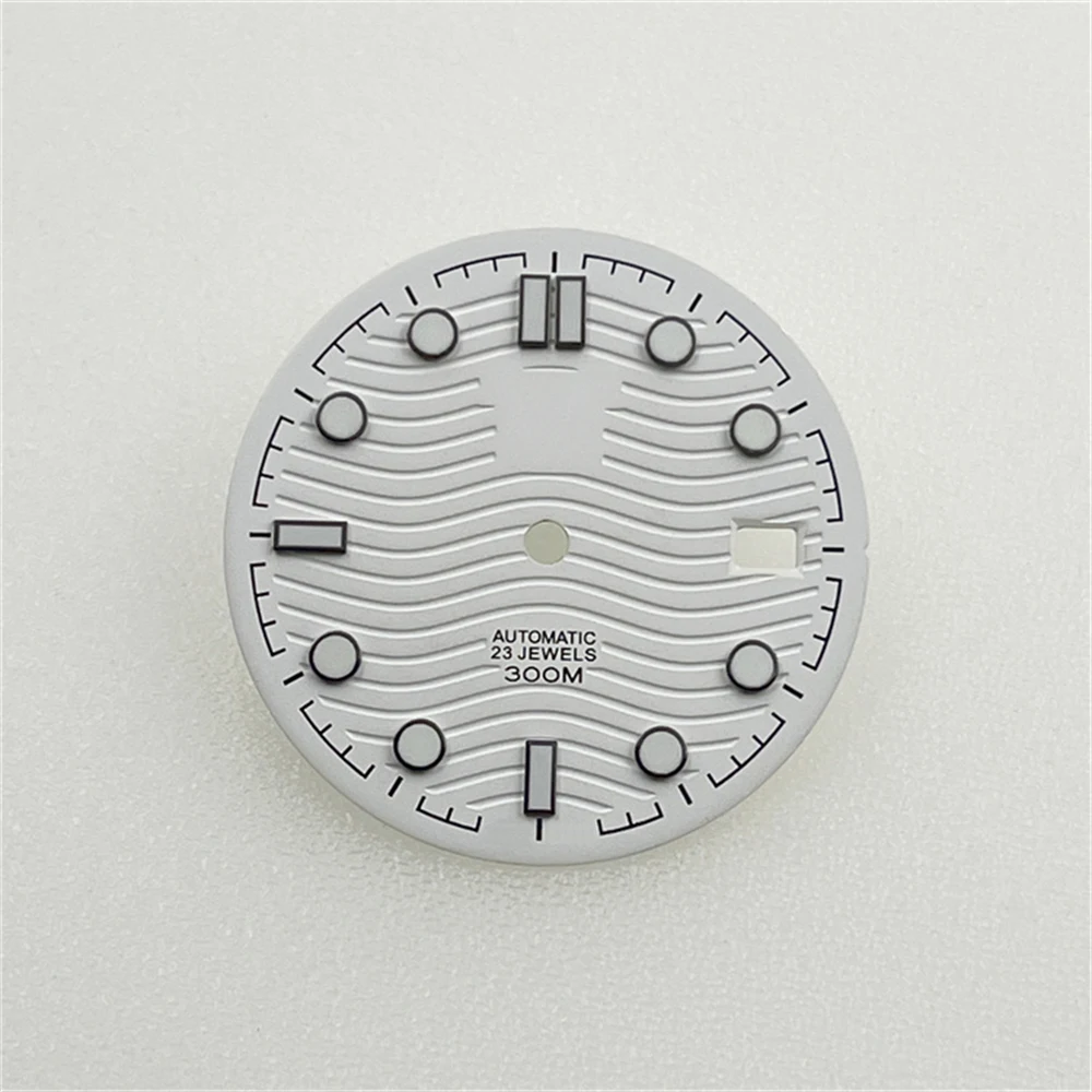 31mm Watch Dial for NH35 Replacement White/Black/Blue Dial Blue Luminous Watch Face for NH35A Movement