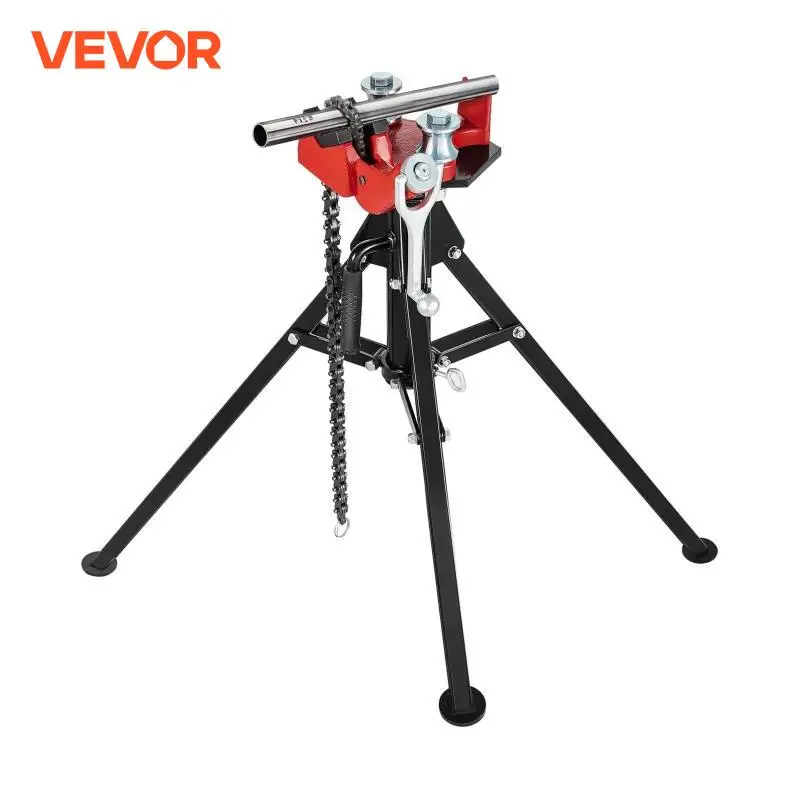 VEVOR Steel Tripod Pipe Chain Vise 1/8-5in Capacity Foldable Legs Tri-Stand Bench Vice for Fixing Supporting Bending Metal Pipes