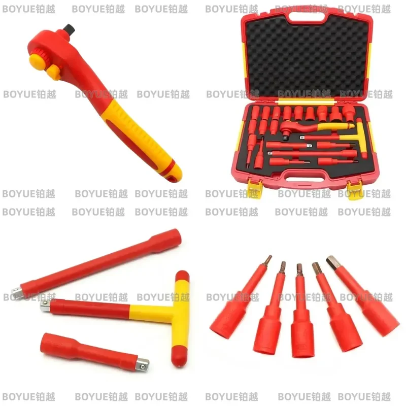 Electric Vehicle Repair Kit Insulated Socket Wrench Set High Voltage Safety Tools Hex Bit Sleeve for New Energy Car