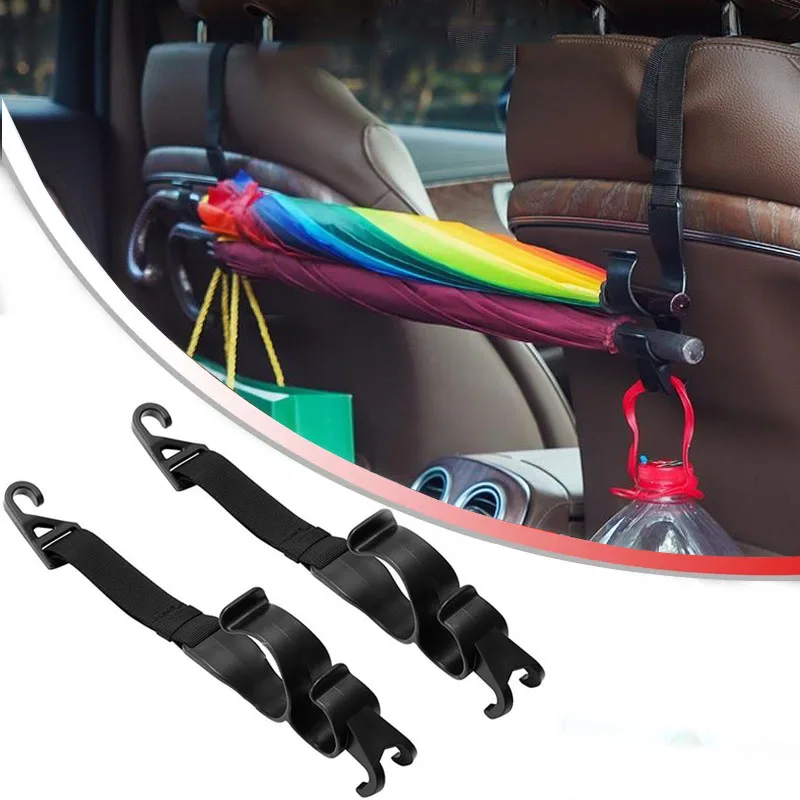 

Car Trunk Storage Hook Multi-function Rear Seat Headrest Hanging Hook Umbrella Bag Holder For Car Interior Stowing Organizer