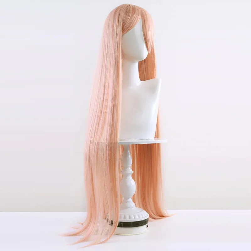 أنيمي بالمنشار رجل ماكيما السلطة شعر مستعار تأثيري طويل برتقالي وردي مقاومة للحرارة الاصطناعية الشعر حفلة لعب الأدوار الباروكات قرون شعر مستعار