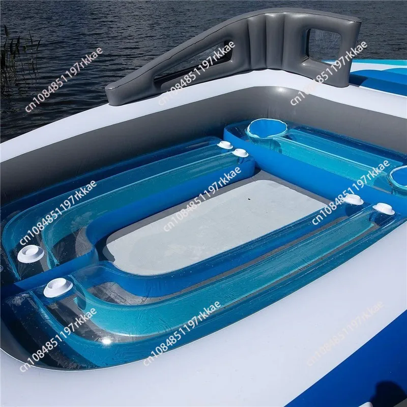 PVC thickened inflatable 6-person island floating bed multi-person water party yacht floating row boat