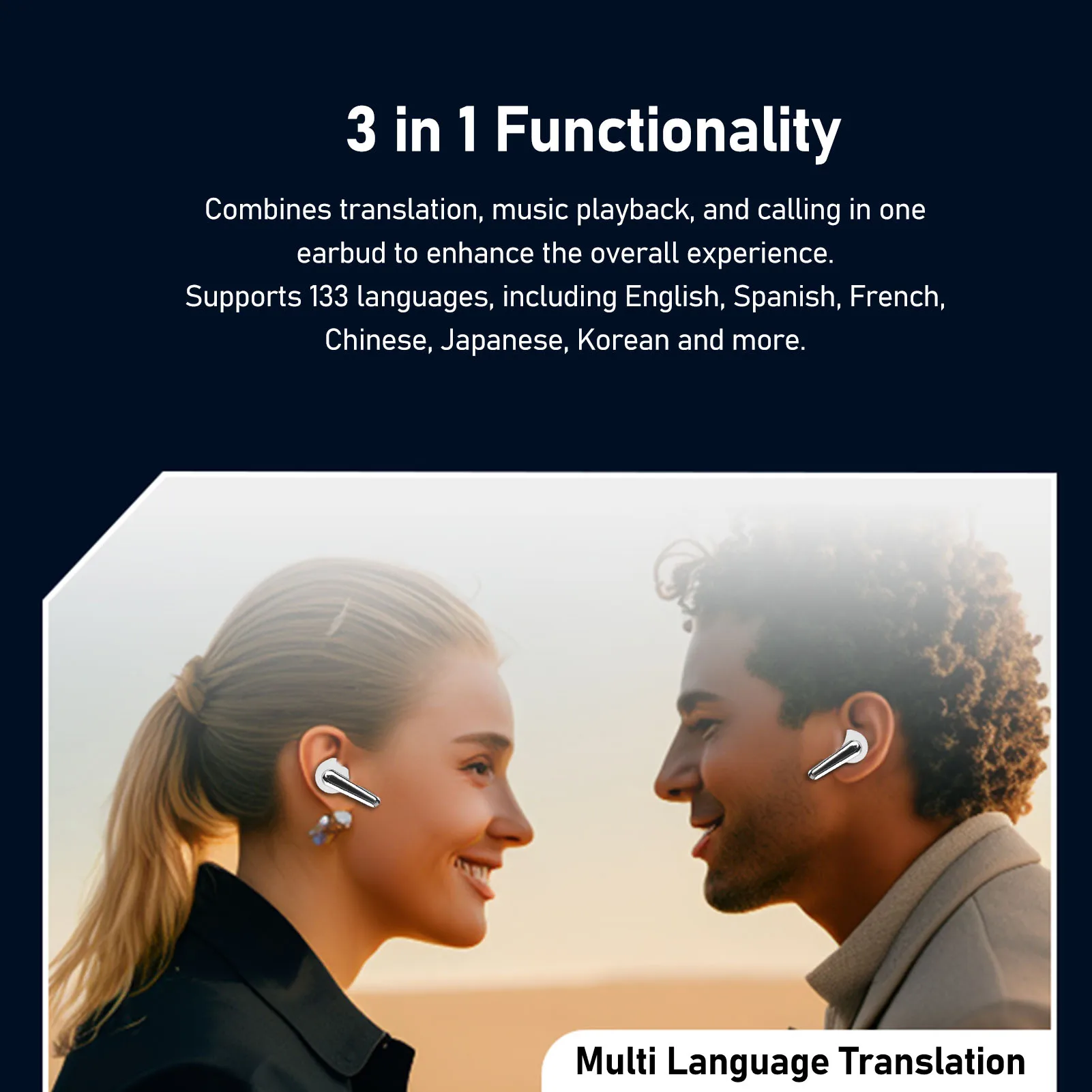 Auricolari per traduzione AI APP in tempo reale Batteria a lunga durata 133 lingue Auricolari per traduzione Wireless Bluetooth 5.4 per le aziende