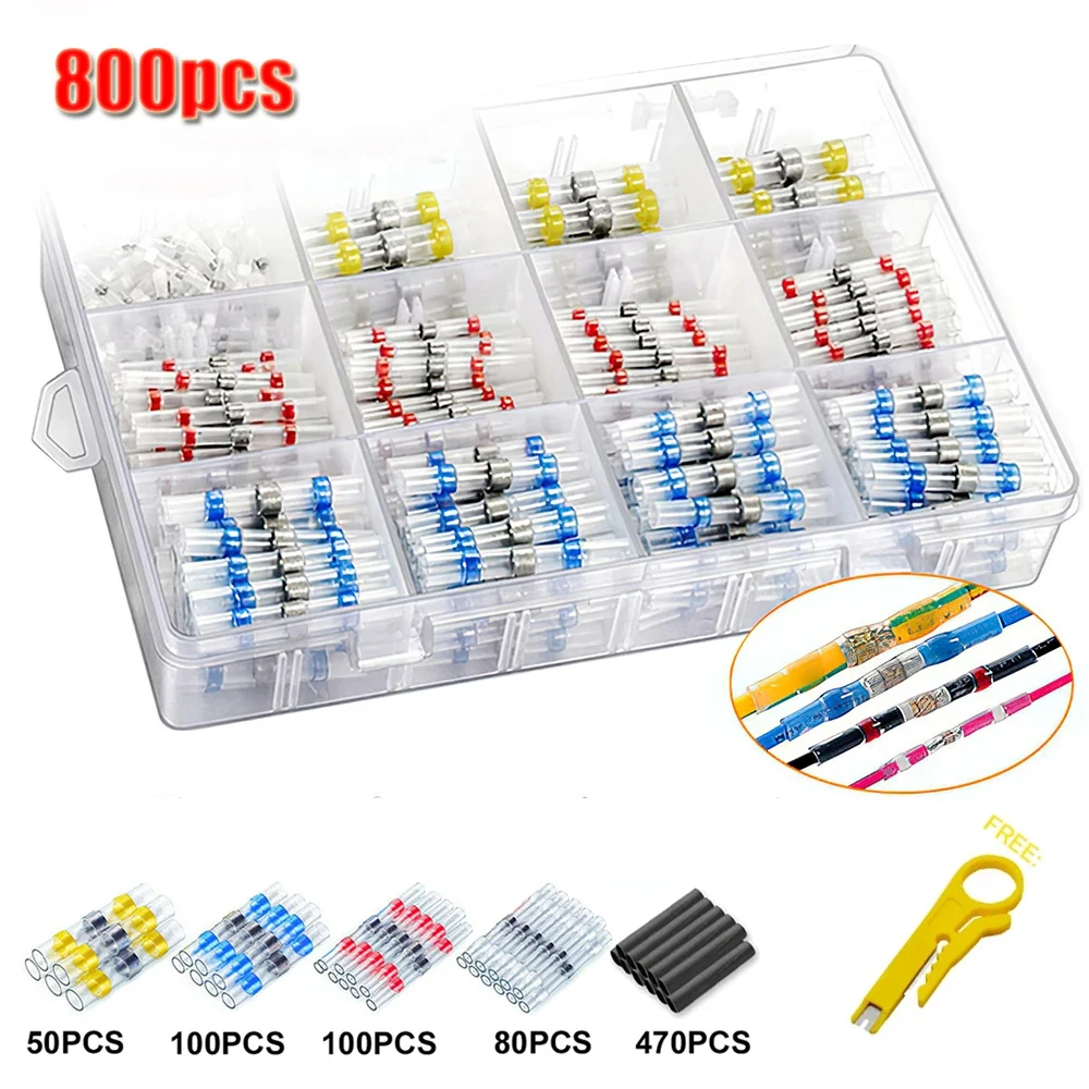 50/100/300/800/1000 Stuks Praktische Elektrische Waterdichte Afdichting Krimpkous Butt Terminals Soldeer mouw Draad Connectors