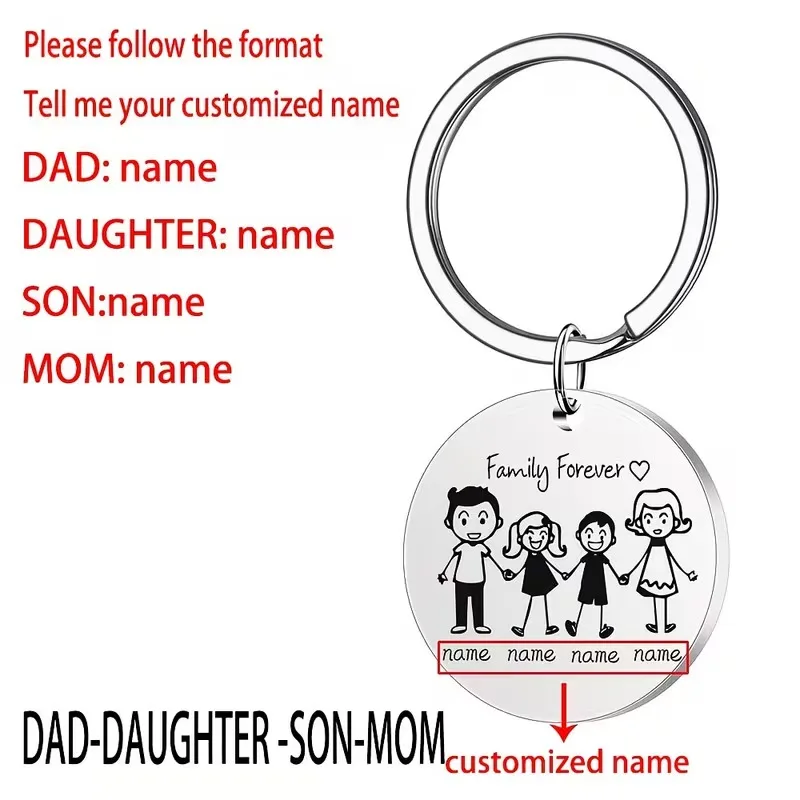 Custom Name Stainless Steel Round Keychain
