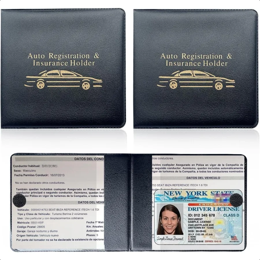 자동차 등록증 보험증 홀더 2팩 필수 자동차 카드 문서 글로브 박스 정리함 잠금장치 포함 차량 내부 액세서리