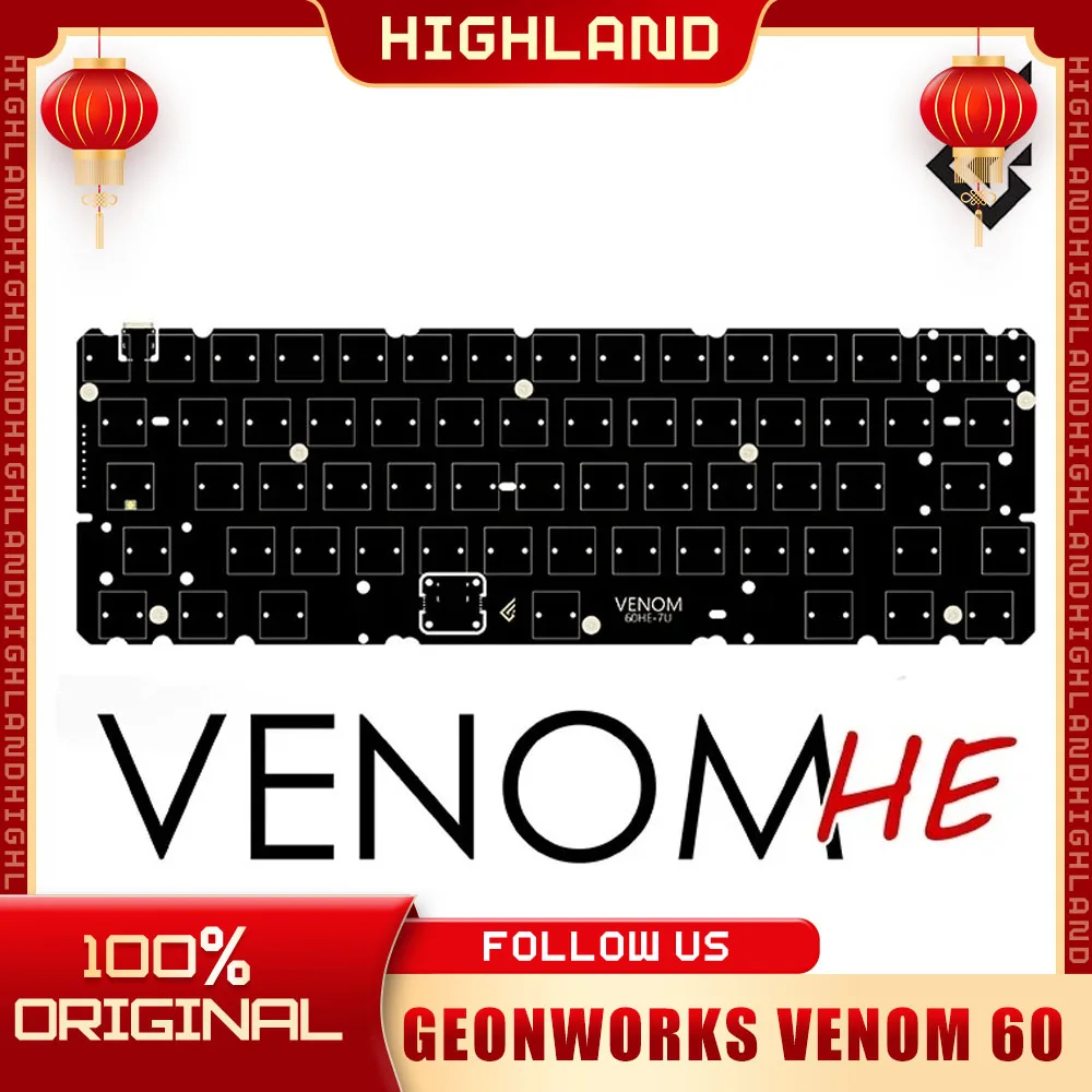 Geonworks Venom 60 He Location Plate Magnetic Keyboard Custom Pc Slotted Positioning Plate Game Keyboard Gamer Accessory Gift