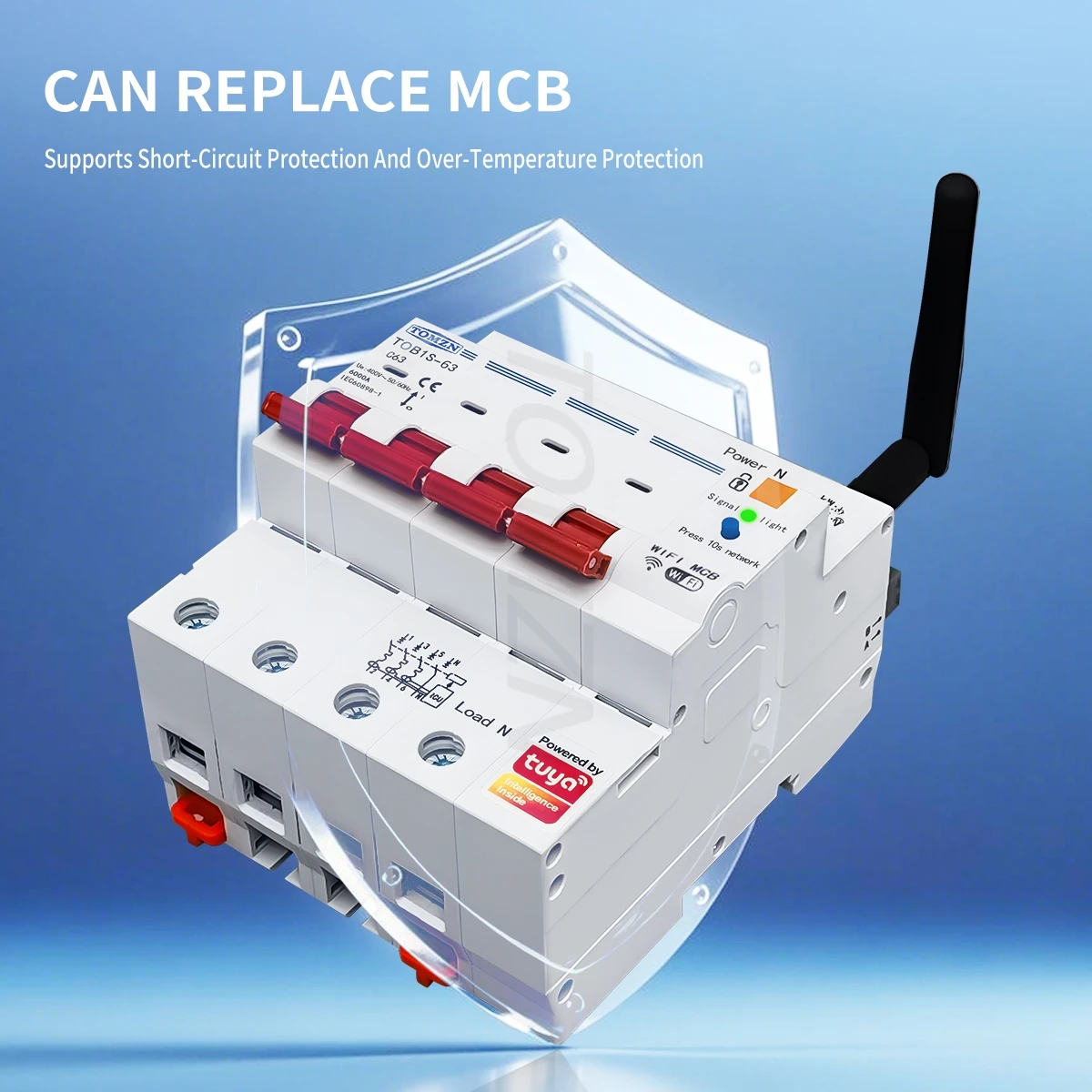 TOMZN Three-phase 3IN1 WIFI Smart Circuit Breaker 4P Energy Meter RS485 TUYA Prepaid Function Overload Short-circuit Protection