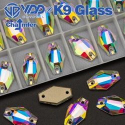 VDD Hexagon AAAAA Top Quality K9 Glass Sew On Rhinestones Sewing Crystal AB Flatback Strass Stones For Clothes Craft Accessories