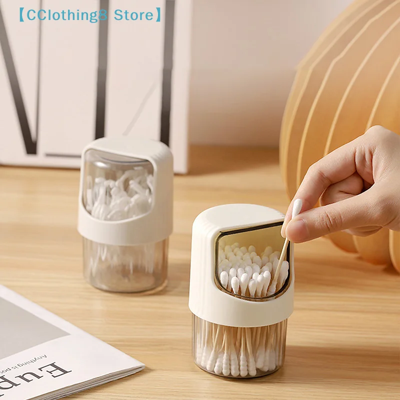 Transparent Cotton Swab Storage Box Rotating With Lid Dustproof Desktop Cotton Swab Storage Box Plastic Toothpick Storage【AliS8】