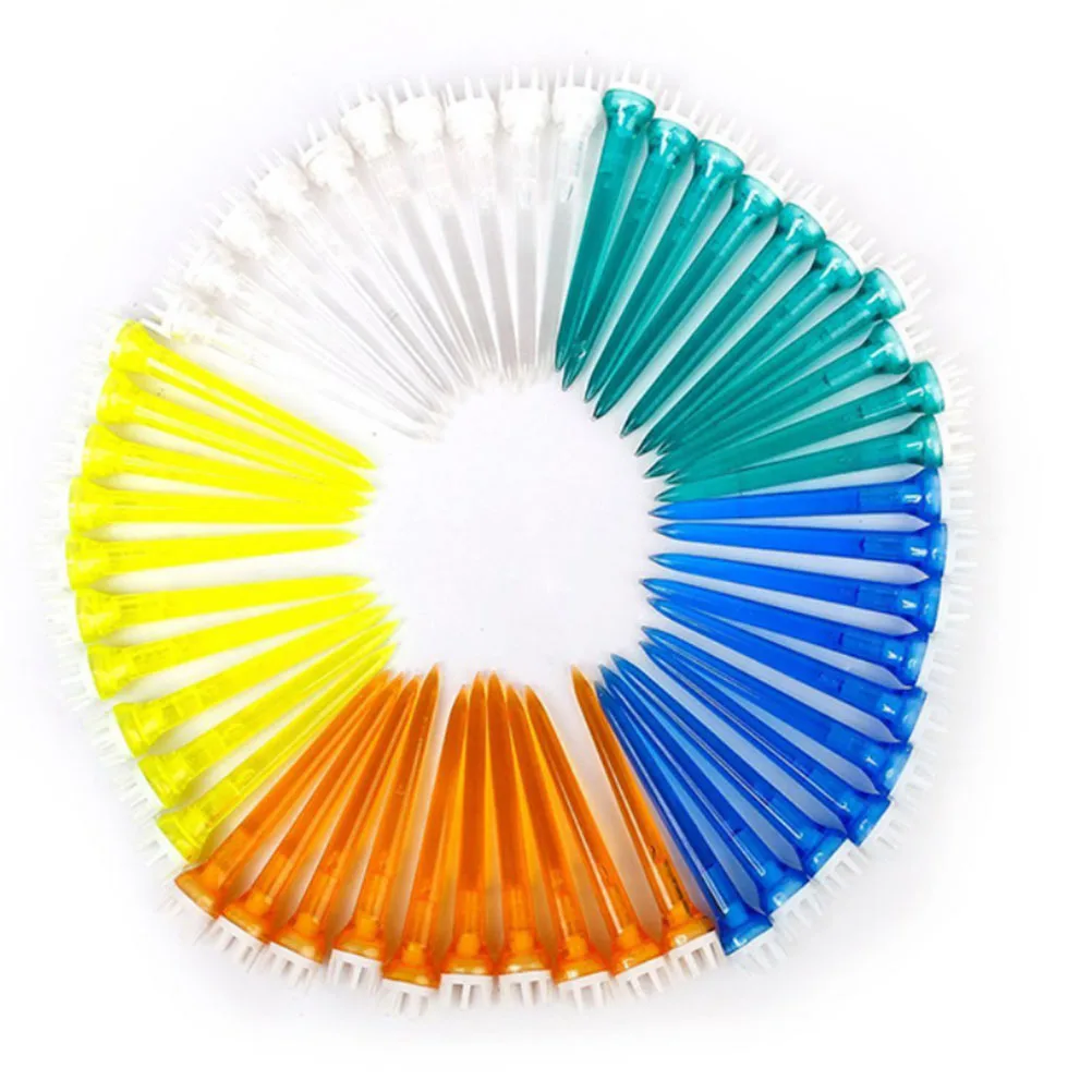

50pcs 5 Colors 78Mm Plastic Golf Crown Tees Lightweight Durable Long Distance Friction Reduction High Quality Clear Green Blue