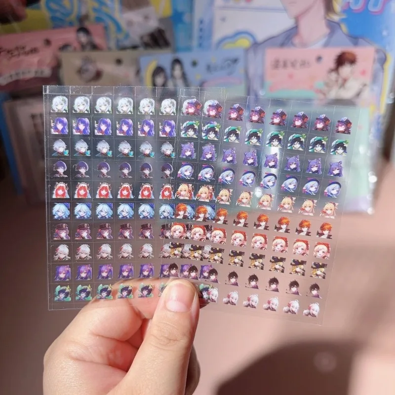 Новинка, 800 шт./лот, наклейка для ногтей с альбомом для карт Ganyu Hu Tao Morax Yae Miko Keqing Shenhe Xiao Yelan Ningguang Kaedehara Kazuha