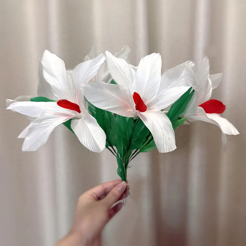 Sleeve Bouquet - White Flower Magic Tricks Feather Bouquets Appearing From Sleeve Flower Production Magia Stage Gimmicks Props