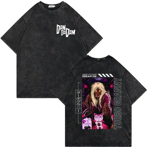 Imagen 2 del producto Dandadan-Camiseta lavada Vintage de Anime japonés para hombre y mujer, camisetas de moda de alta calidad, camiseta informal de manga corta de algodón para verano
