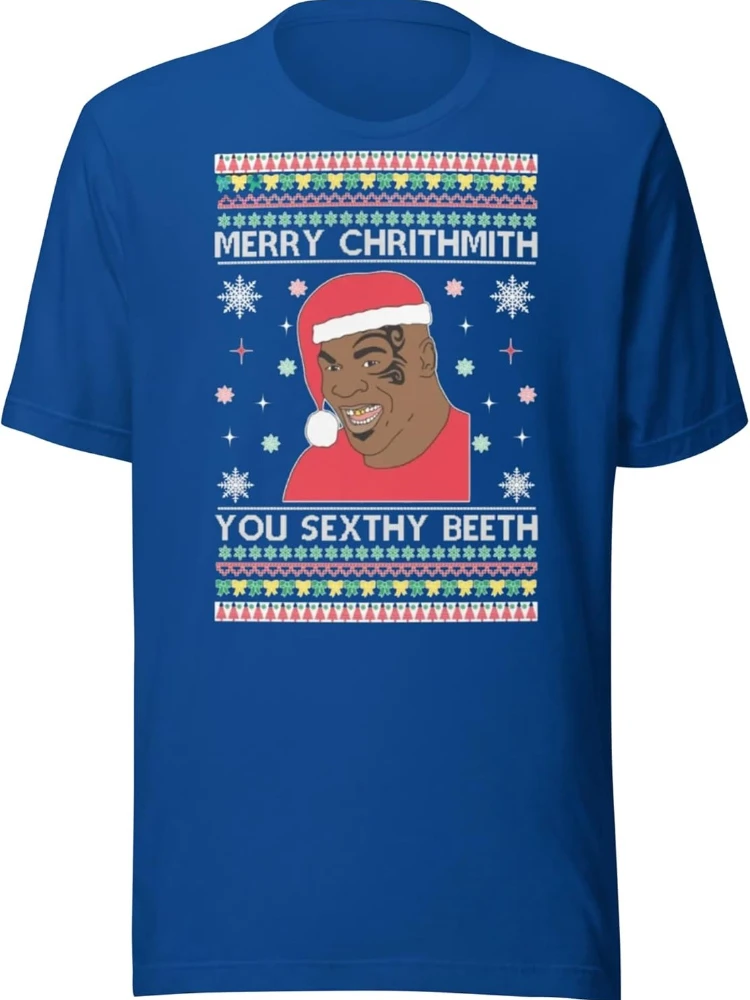 

TOP KOALA Mike Tyson Ugly Christmas Графический дизайн летняя мужская футболка с круглым вырезом и короткими рукавами из 100% хлопка с принтом.
