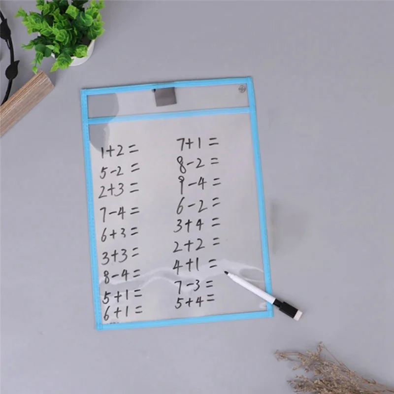

10Pcs Transparent File Pocket Folder Sleeves Oversized Reusable Dry Erase Clear Stationery Storage Folder File Pouch