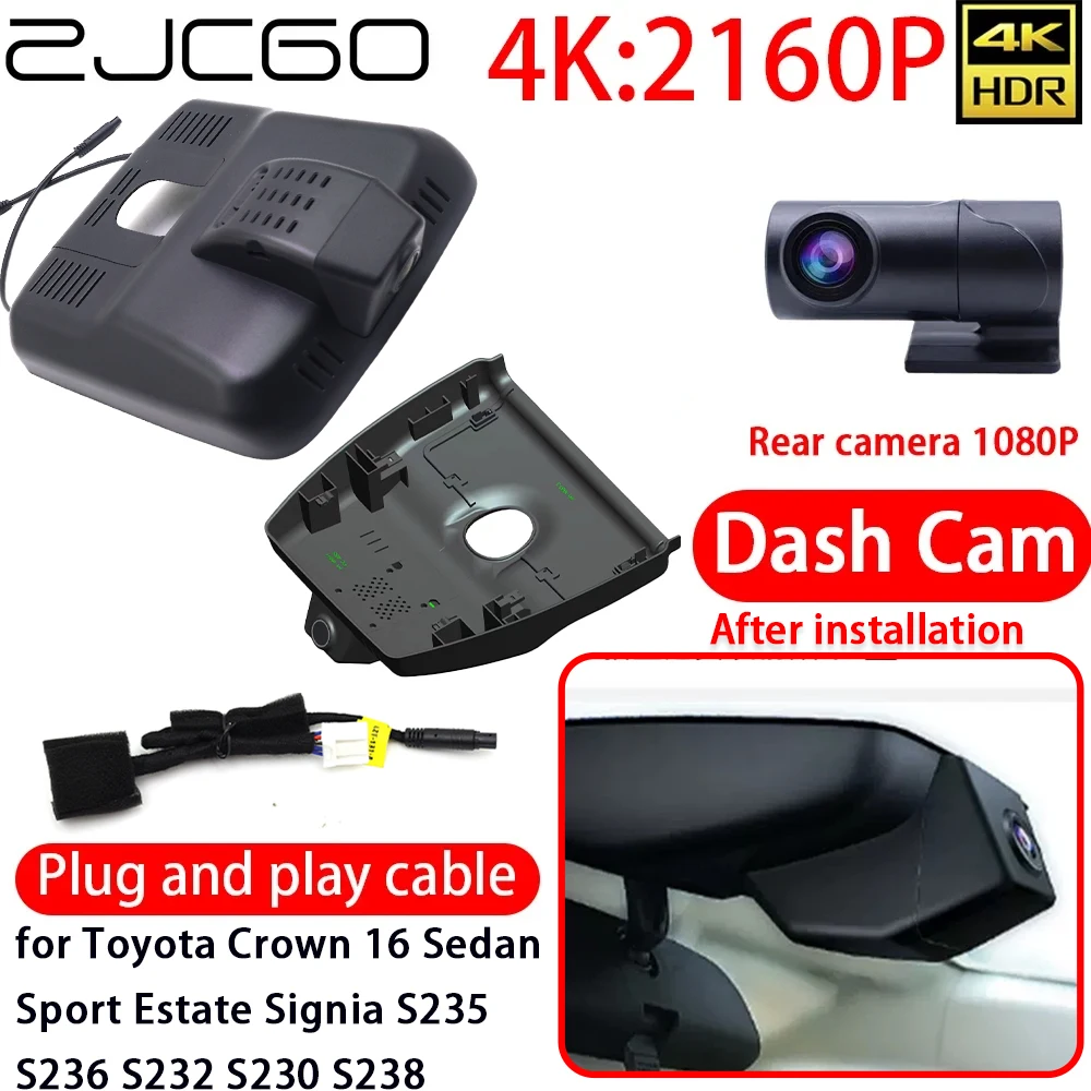 

ZJCGO 4K DVR Dash Cam Wifi Front Rear Camera 24h Monitor for Toyota Crown 16 Sedan Sport Estate Signia S235 S236 S232 S230 S238